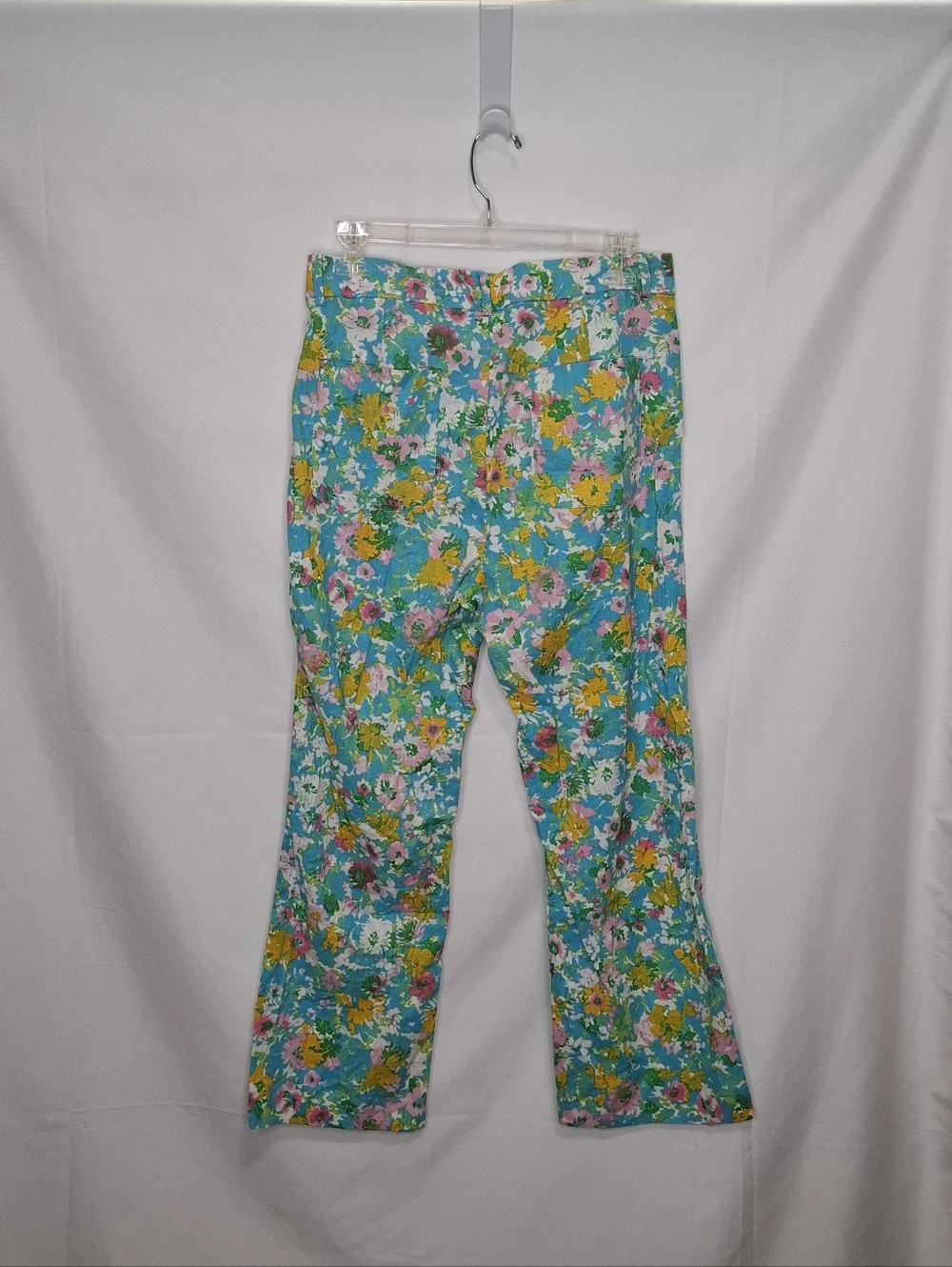 Zara Vibrant Floral Linen Blend Mini Flare Pants Size 8 NWT